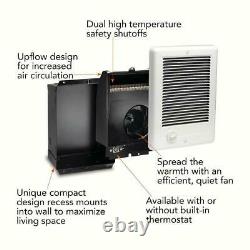 1000-Watt 120-Volt Fan Heater 12 inch Wall Mounted Built-in Thermostat Quiet
