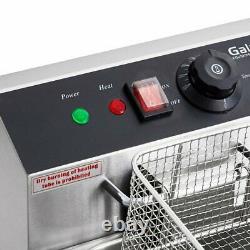 20 Lb Dual Tank Electric Countertop Fryer Stainless Steel 110 Volts 3300 Watts