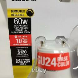 (24) 12 2 PACKS Feit GU24 A19 2 PIN LED Dimmable 800 Lumens 10With60W Equivalent