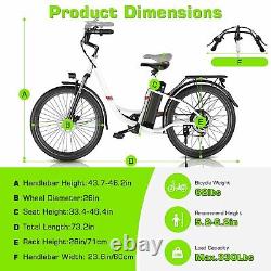 26 Electric Bike, Electric Cruiser Bike 500W 48V Ebike 22MPH Electric Bicycle