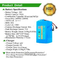 36V 20Ah Li-ion Battery for 250W 350W 500W 750W 1000W Ebike Electric Bicycle Kit