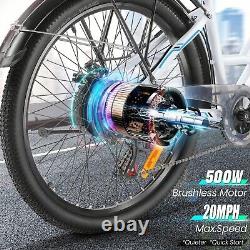 500W Electric Bike for Adults, 26 Commuter Ebike Cruiser Bicycles with Rear Rack