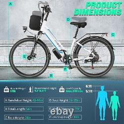 500W Electric Bike for Adults, 26 Commuter Ebike Cruiser Bicycles with Rear Rack