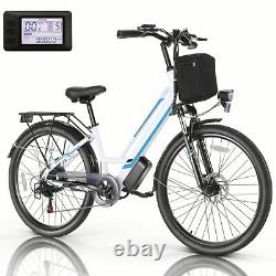 500W Electric Bike for Adults, 26 Commuter Ebike Cruiser Bicycles with Rear Rack