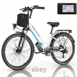 500W Electric Bike for Adults, 26 Commuter Ebike Cruiser Bicycles with Rear Rack