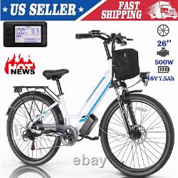 500W Electric Bike for Adults 48V Bicycle Commuter Ebike 21 Speed with Rear Rack