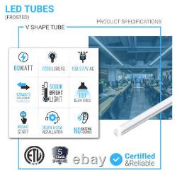 8ft LED T8 Integrated Tube Light 60W V Shape 5000K Frosted-led Tube for Shopmart