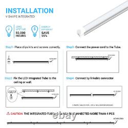 8ft LED T8 Integrated Tube Light 60W V Shape 5000K Frosted-led Tube for Shopmart