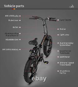 Aostirmotor 20 E-Bike 500W 36V/13A Fat Tire Electric Folding Bike City Bicycle