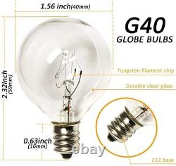 Clear 5W G40 Globe Bulbs for Outdoor String Light Replacement Bulbs