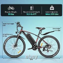 Electric 500W Mountain Bike 27.5'' Electric Commuter Ebike 22mph 21Speed SHIMANO