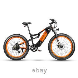 Electric Bike 48V/17Ah 26 Fat Tire Full Suspend EBike Snow Mountain Bicycle MTB