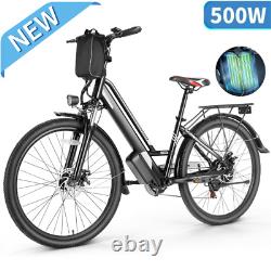 Electric Bike for Adults 26in Cruiser Bicycle 500W 48V Commuting e Bike Low Step