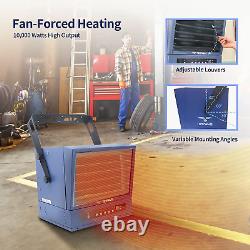 Electric Garage Heater, 10,000-Watt Digital Fan-Forced Ceiling Mount Shop Heater