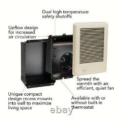 Electric Heater 1500-Watt 120-Volt Fan-Forced Unvented In-Wall Mount in Almond