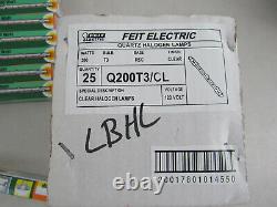 Feit Electric Q200T3/CL 200 Watt 120 Volt Halogen Lamp T3 Bulb-Box Of 25-New