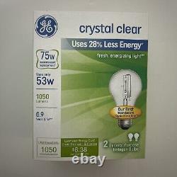 GE 75-WATT Light Bulb Crystal Clear 1050 Lumens Dimmable Classic 48 Bulb 24 Pack