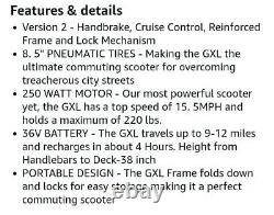 GoTrax gxl v2 250 Watts 36 Volts Electric Scooter Black