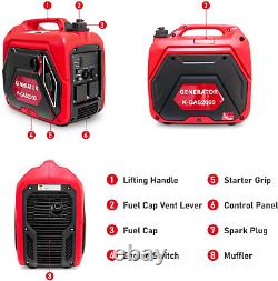 KOSTA 2000 Watt Portable Inverter Generator Ultra Quiet Gasoline Power Generator