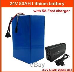Lithium Battery 80AH 24V Volt Rechargeable Bicycle E Bike Electric Assisted Watt