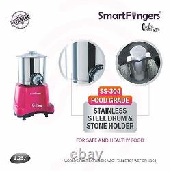 SmartFingers Comfort Plus Mini Wet Grinder, 110V, 60hz, 1.25 Ltr, Pink-Free Post