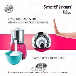 SmartFingers Comfort Plus Mini Wet Grinder, 110V, 60hz, 1.25 Ltr, Pink-Free Post