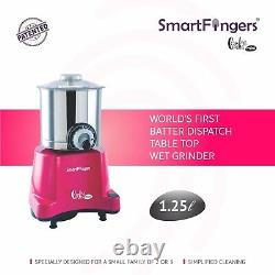 SmartFingers Comfort Plus Mini Wet Grinder, 110V, 60hz, 1.25 Ltr, Pink-Free Post