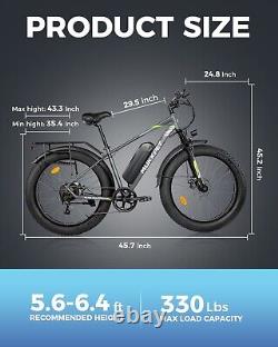 Suburban 1500W(Peak) 26 Fat Tire Electric Bicycle 25MPH Mountain Ebike f. Adult