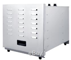 Ten Rack Stainless Steel Food Dehydrator with Removable Door 1000 Watts 120 Volt