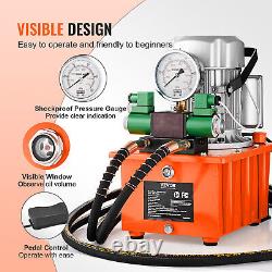 VEVOR Electric Hydraulic Pump Double Acting Oil Pump 10000 PSI 8L Solenoid Valve