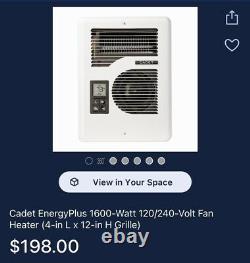 Wall Electric Heater x 12 in. 1500-Watt 120-Volt Fan