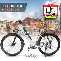 White E-Bike 26'' Electric Bike 850W City Bicycle Commuter Ebike for Adults