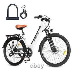 White E-Bike 26'' Electric Bike 850W City Bicycle Commuter Ebike for Adults