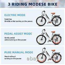 White E-Bike 26'' Electric Bike 850W City Bicycle Commuter Ebike for Adults